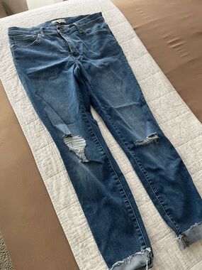Madewell Blue Skinny Jeans with Knee Rips